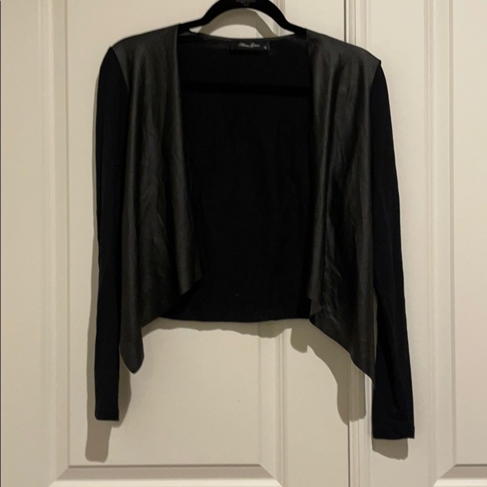 Black long sleeve cardigan with pleather